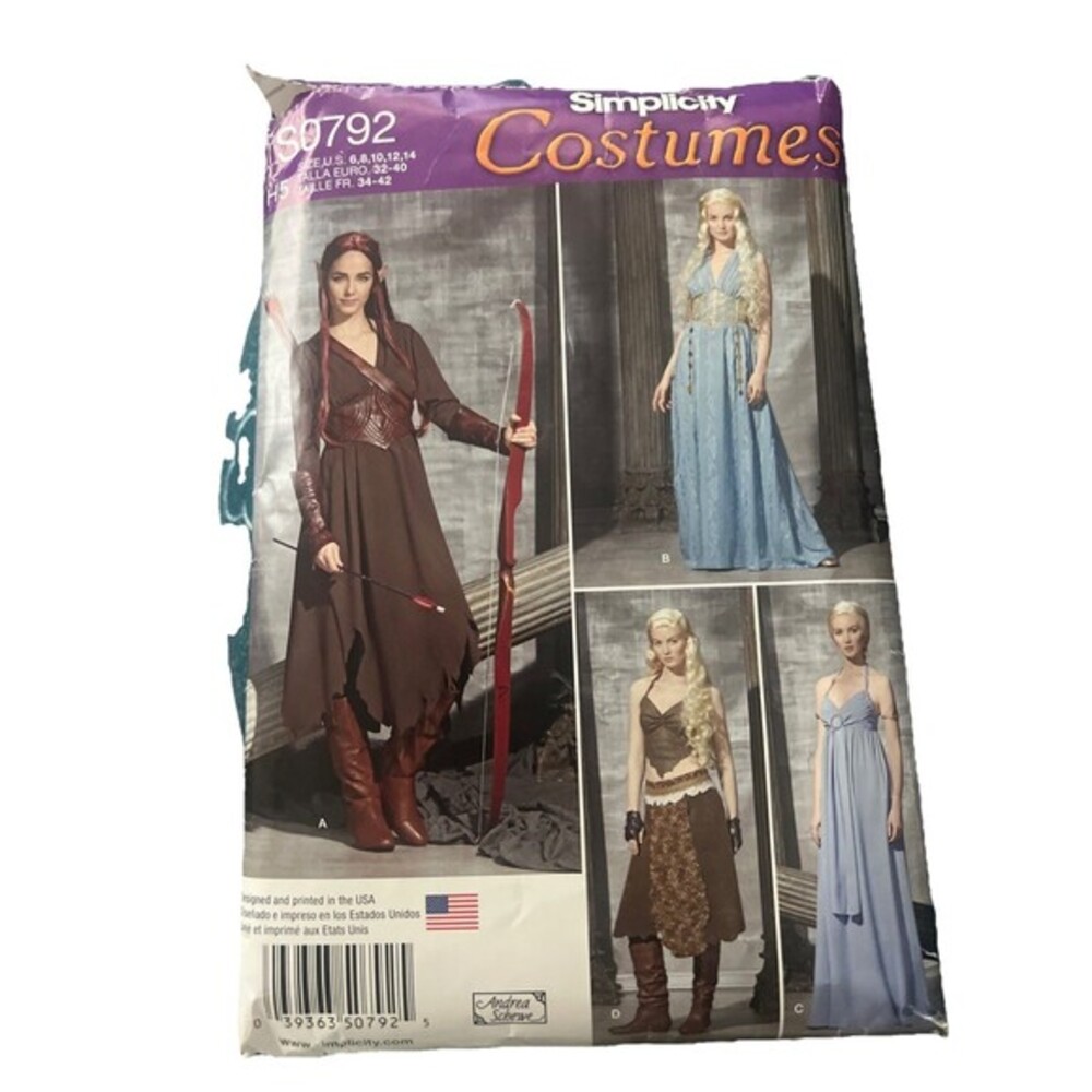 Simplicity S0792 Fantasy Halloween GoT Elf Costume Sewing Pattern 6-14 UC